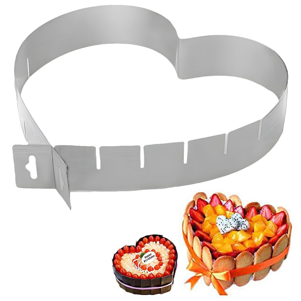 HASTHIP Heart Cookie Cutter, Stainless Steel Adjustable Cake Mold, Heart Shaped Mousse Ring for Baking, Different Size Cake Mould DIY Kitchen Tools HASTHIP Heart Cookie Cutter, Stainless Steel Adjustable Cake Mold, Heart Shaped Mousse Ring for Baking, Different Size Cake Mould DIY Kitchen Tools